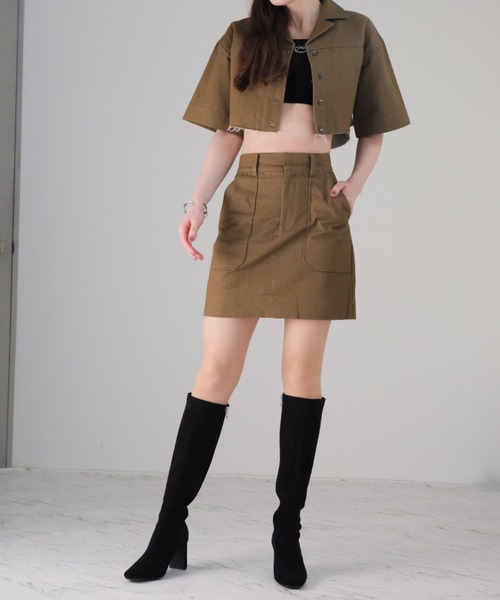 VIVIAN(ヴィヴィアン)の「スクエアトゥプレートヒールストレッチロングブーツ(ブーツ・レディース・ブラック/ブラック系その他3・M/S/LL/L)」の5枚目の写真