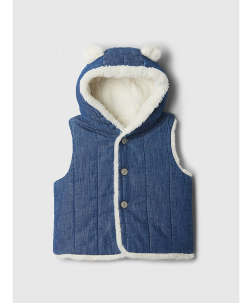 GAP（ギャップ）の「あったかキルティングデニム くまさんベスト (ベビー)（ベスト・キッズ・インディゴブルー・60cm/70cm/80ｃｍ/90cm）」の3枚目の写真