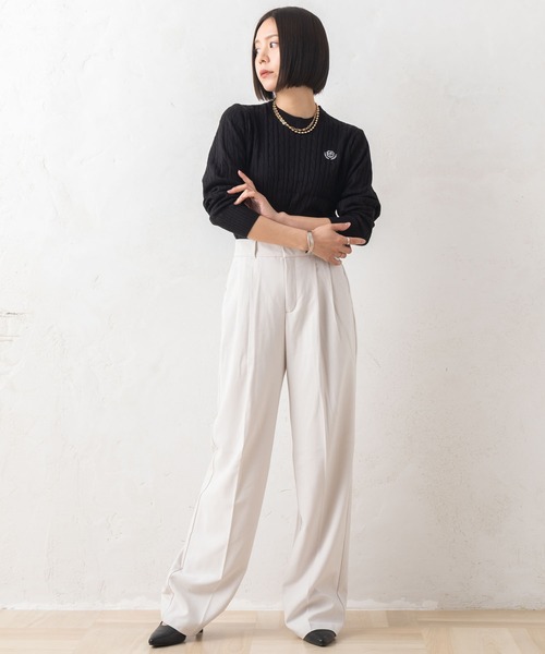 marie claire bis(マリクレール ビス)の「【別注】marie claire bis/マリ・クレール ビス ケーブル編み ブランド ワンポイント ロゴ 刺繍 クルーニット 長袖 セーター(ニット/セーター・レディース・ブラック/ブルー/ベージュ系その他・M/L)」の20枚目の写真