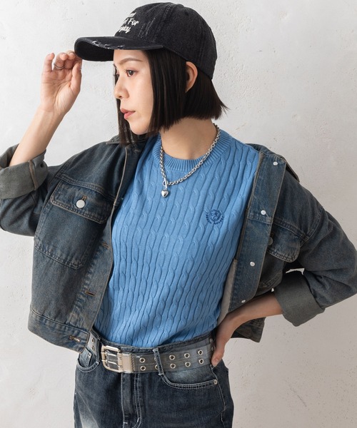 marie claire bis(マリクレール ビス)の「【別注】marie claire bis/マリ・クレール ビス ケーブル編み ブランド ワンポイント ロゴ 刺繍 クルーニット 長袖 セーター(ニット/セーター・レディース・ブラック/ブルー/ベージュ系その他・M/L)」の14枚目の写真