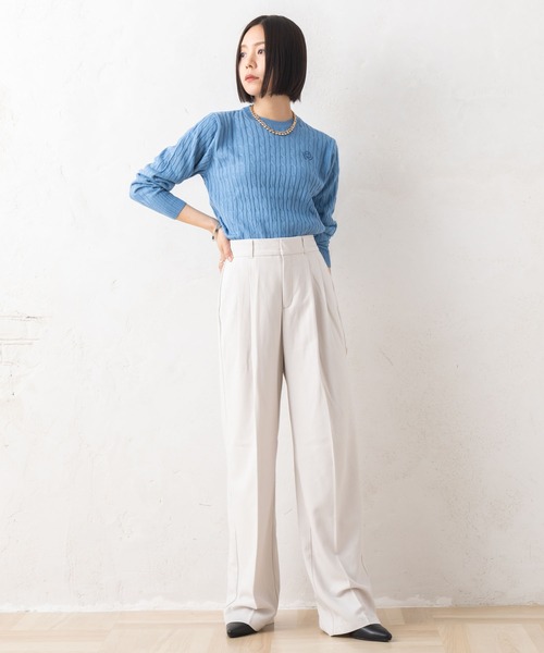 marie claire bis(マリクレール ビス)の「【別注】marie claire bis/マリ・クレール ビス ケーブル編み ブランド ワンポイント ロゴ 刺繍 クルーニット 長袖 セーター(ニット/セーター・レディース・ブラック/ブルー/ベージュ系その他・M/L)」の15枚目の写真