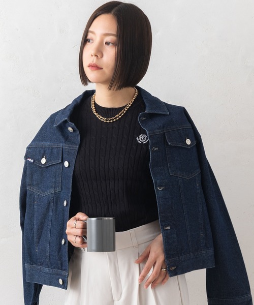 marie claire bis(マリクレール ビス)の「【別注】marie claire bis/マリ・クレール ビス ケーブル編み ブランド ワンポイント ロゴ 刺繍 クルーニット 長袖 セーター(ニット/セーター・レディース・ブラック/ブルー/ベージュ系その他・M/L)」の19枚目の写真