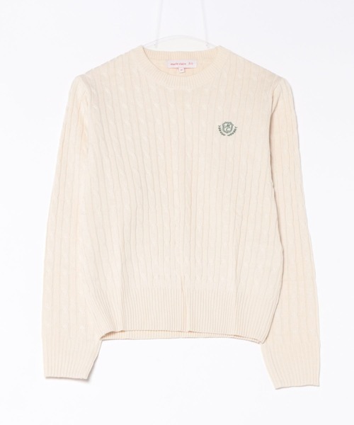 marie claire bis(マリクレール ビス)の「【別注】marie claire bis/マリ・クレール ビス ケーブル編み ブランド ワンポイント ロゴ 刺繍 クルーニット 長袖 セーター(ニット/セーター・レディース・ブラック/ブルー/ベージュ系その他・M/L)」の17枚目の写真