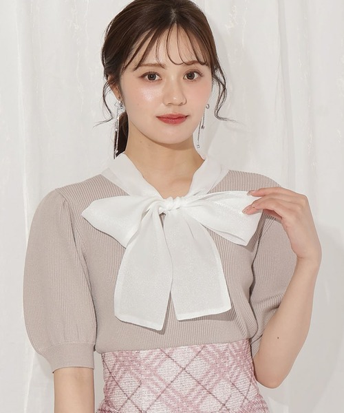 WILLSELECTION（ウィルセレクション）の「シアーリボンパフニット（ニット/セーター・レディース・ブラック/ブルー/ピンク/ブラウン・FREE）」の4枚目の写真