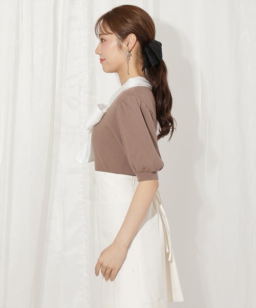 WILLSELECTION（ウィルセレクション）の「シアーリボンパフニット（ニット/セーター・レディース・ブラック/ブルー/ピンク/ブラウン・FREE）」の14枚目の写真