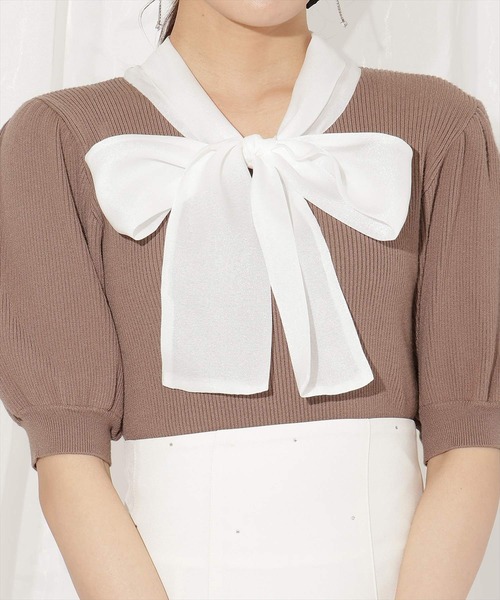 WILLSELECTION（ウィルセレクション）の「シアーリボンパフニット（ニット/セーター・レディース・ブラック/ブルー/ピンク/ブラウン・FREE）」の16枚目の写真