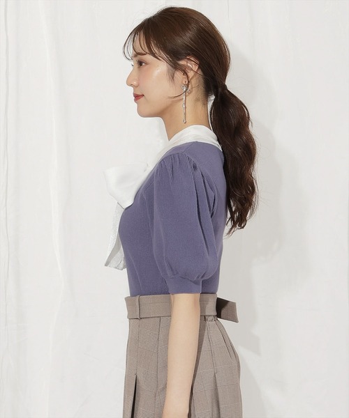 WILLSELECTION（ウィルセレクション）の「シアーリボンパフニット（ニット/セーター・レディース・ブラック/ブルー/ピンク/ブラウン・FREE）」の20枚目の写真