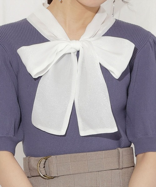 WILLSELECTION（ウィルセレクション）の「シアーリボンパフニット（ニット/セーター・レディース・ブラック/ブルー/ピンク/ブラウン・FREE）」の22枚目の写真