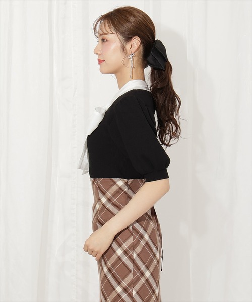 WILLSELECTION（ウィルセレクション）の「シアーリボンパフニット（ニット/セーター・レディース・ブラック/ブルー/ピンク/ブラウン・FREE）」の8枚目の写真