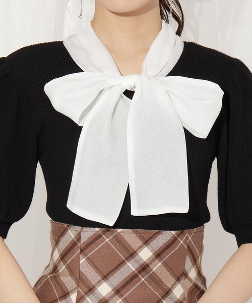 WILLSELECTION（ウィルセレクション）の「シアーリボンパフニット（ニット/セーター・レディース・ブラック/ブルー/ピンク/ブラウン・FREE）」の10枚目の写真