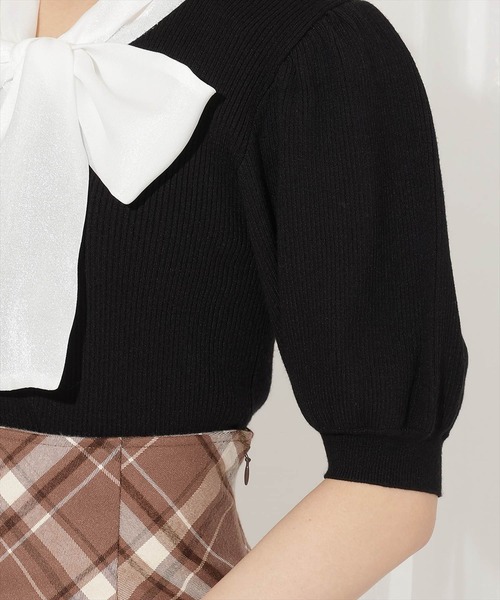 WILLSELECTION（ウィルセレクション）の「シアーリボンパフニット（ニット/セーター・レディース・ブラック/ブルー/ピンク/ブラウン・FREE）」の11枚目の写真
