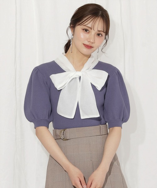 WILLSELECTION（ウィルセレクション）の「シアーリボンパフニット（ニット/セーター・レディース・ブラック/ブルー/ピンク/ブラウン・FREE）」の6枚目の写真