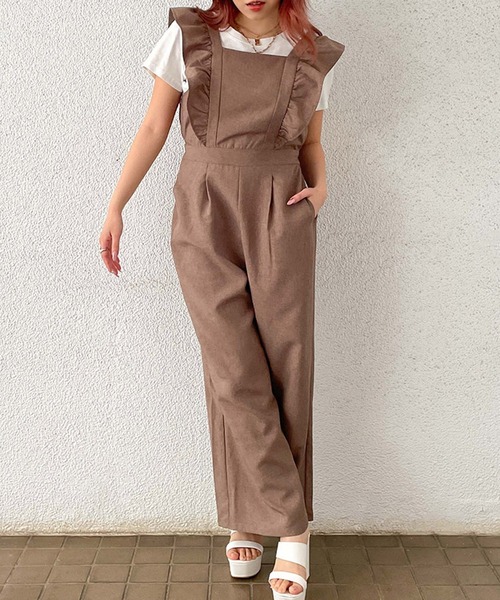 セール】《バックリボン×フリル肩》レディース オールインワン