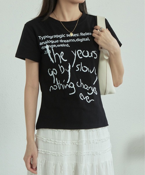 MAISON DE THERESE(メゾン ド テレーズ)の「コットンTシャツ(Tシャツ/カットソー・レディース・ホワイト/グレー/ブラック/ワイン/イエロー/ネイビー・LARGE/MEDIUM)」の1枚目の写真