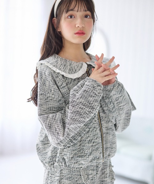 【今季】【美品】HELIOPOLE ツイードブルゾン モノトーン系 36サイズ trim_fce_item675a56fe92463.jpg
