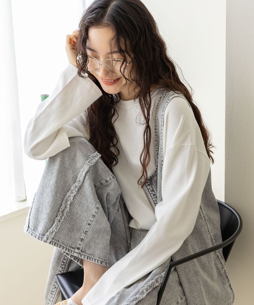 niko and...（ニコアンド）の「COLORマイスターロンTEE（Tシャツ/カットソー・レディース・オフホワイト/グレー/ブラック/グリーン/パープル/オレンジ・LONG/SHORT）」の8枚目の写真