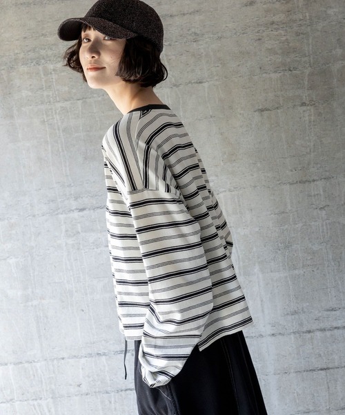 niko and...（ニコアンド）の「COLORマイスターロンTEE（Tシャツ/カットソー・レディース・オフホワイト/グレー/ブラック/グリーン/パープル/オレンジ・LONG/SHORT）」の14枚目の写真