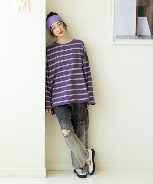 niko and...（ニコアンド）の「COLORマイスターロンTEE（Tシャツ/カットソー・レディース・オフホワイト/グレー/ブラック/グリーン/パープル/オレンジ・LONG/SHORT）」の21枚目の写真