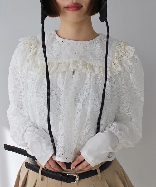 SANSeLF（サンセルフ）の「2way レースブラウス【SANSeLF】 sanw25s001（シャツ/ブラウス・レディース・ホワイト/ブラック・FREE）」の2枚目の写真