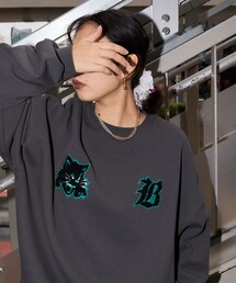 PUBLUX（パブリュクス）の「Bohemian Chop/ボヘミアンチョップ キャット グラフィック 相良刺しゅう 裏起毛 スウェット　限定展開（スウェット・メンズ）」