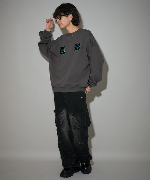 PUBLUX（パブリュクス）の「Bohemian Chop/ボヘミアンチョップ キャット グラフィック 相良刺しゅう 裏起毛 スウェット　限定展開（スウェット・レディース・チャコールグレー/ネイビー/アッシュグレー・L/S/M）」の17枚目の写真