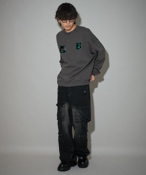 PUBLUX（パブリュクス）の「Bohemian Chop/ボヘミアンチョップ キャット グラフィック 相良刺しゅう 裏起毛 スウェット　限定展開（スウェット・レディース・チャコールグレー/ネイビー/アッシュグレー・L/S/M）」の18枚目の写真