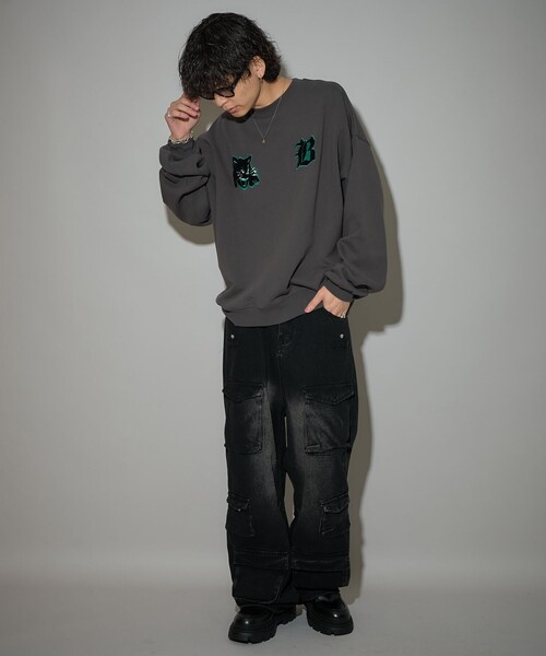 PUBLUX（パブリュクス）の「Bohemian Chop/ボヘミアンチョップ キャット グラフィック 相良刺しゅう 裏起毛 スウェット　限定展開（スウェット・レディース・チャコールグレー/ネイビー/アッシュグレー・L/S/M）」の19枚目の写真