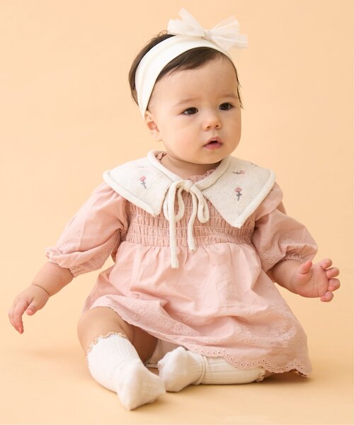 セール】【リンク】ニット衿つきワンピロンパース（ロンパース