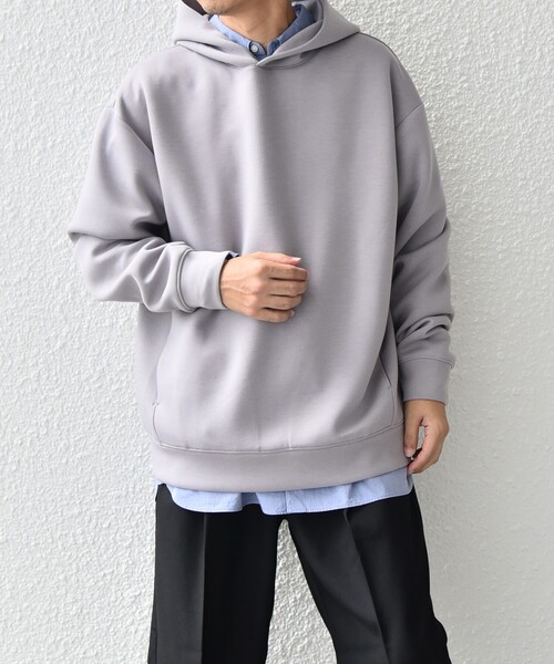 SHIPS any(シップス エニィ)の「カラー ダンボール スナップ プルオーバー パーカー 26AW◇(パーカー・メンズ・ブラック/ベージュ/グレー/オリーブ/ダークグレー/ホワイト/ベージュ系/グリーン/チャコールグレー/ホワイト系/トップグレー/グレー系その他/ナチュラル/ネイビー・MEDIUM/LARGE/X-LARGE)」の5枚目の写真