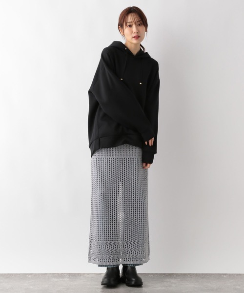 GLOBAL WORK(グローバルワーク)の「メッシュ編みラメIラインスカート/143961(スカート・レディース・シルバー/ブラック・FREE)」の13枚目の写真
