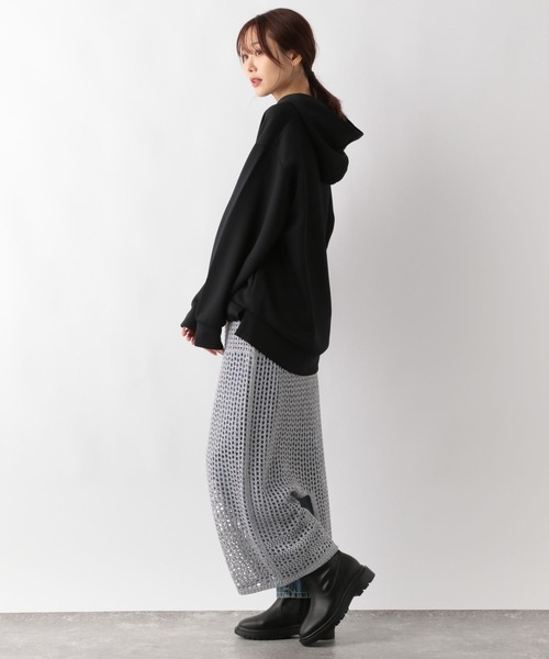 GLOBAL WORK(グローバルワーク)の「メッシュ編みラメIラインスカート/143961(スカート・レディース・シルバー/ブラック・FREE)」の14枚目の写真
