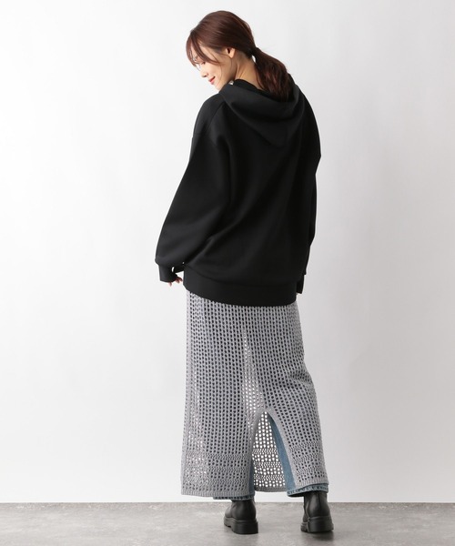 GLOBAL WORK(グローバルワーク)の「メッシュ編みラメIラインスカート/143961(スカート・レディース・シルバー/ブラック・FREE)」の15枚目の写真