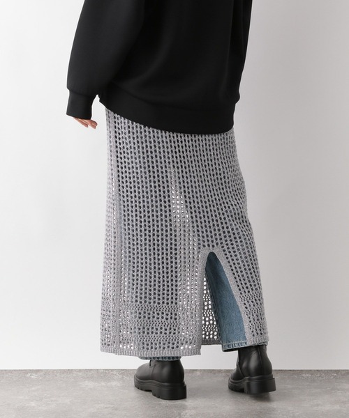 GLOBAL WORK(グローバルワーク)の「メッシュ編みラメIラインスカート/143961(スカート・レディース・シルバー/ブラック・FREE)」の16枚目の写真