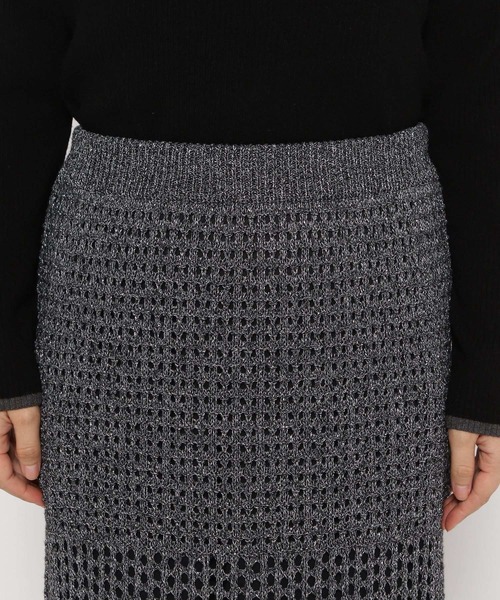 GLOBAL WORK(グローバルワーク)の「メッシュ編みラメIラインスカート/143961(スカート・レディース・シルバー/ブラック・FREE)」の21枚目の写真