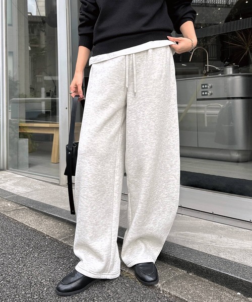 新色追加】裏起毛スウェットカーブパンツ（スウェットパンツ）｜andme