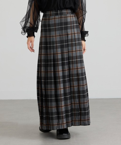 MAISON BREEZE reveur（メゾンブリーズレヴール）の「【MAISON BREEZE reveur】Tartan check pleated long skirt タータンチェック プリーツロングスカート XNN（スカート・レディース・グリーン/ブラウン/ネイビー/ブラック・FREE）」の21枚目の写真