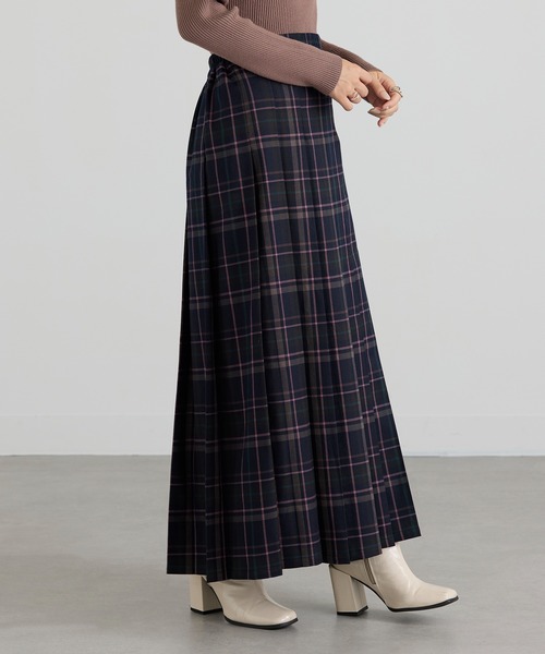 MAISON BREEZE reveur（メゾンブリーズレヴール）の「【MAISON BREEZE reveur】Tartan check pleated long skirt タータンチェック プリーツロングスカート XNN（スカート・レディース・グリーン/ブラウン/ネイビー/ブラック・FREE）」の12枚目の写真