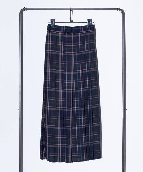 セール】【MAISON BREEZE reveur】Tartan check pleated long skirt