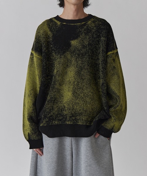 Lui's（ルイス）の「片畦グランジニット（ニット/セーター・メンズ・ボルドー/ブラック/グレー/パープル/ライム・FREE）」の3枚目の写真