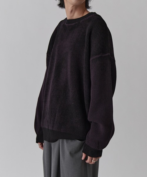 Lui's（ルイス）の「片畦グランジニット（ニット/セーター・メンズ・ボルドー/ブラック/グレー/パープル/ライム・FREE）」の14枚目の写真