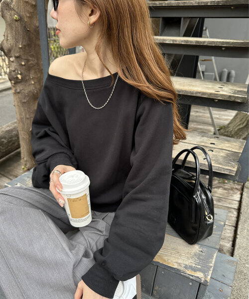 華奢見え】オフショルスウェット《新色追加/WEB限定》（Tシャツ