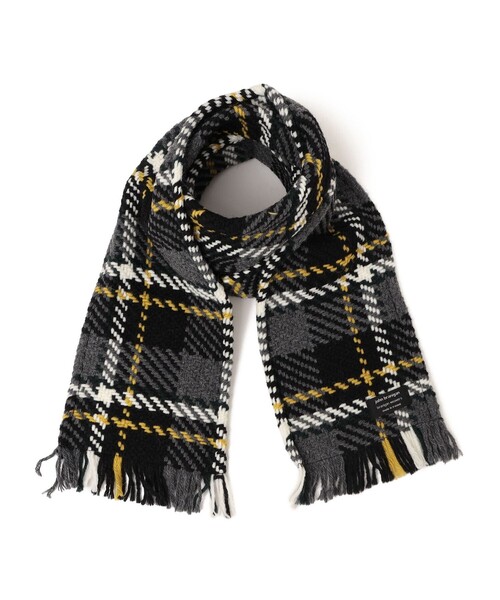 John branigan(ジョンブラニガン)の「john branigan: カラー チェック マフラー 24FW(マフラー・レディース・ライトグレー/ネイビー/パープル・ONE SIZE)」の2枚目の写真