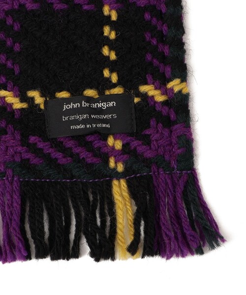 John branigan(ジョンブラニガン)の「john branigan: カラー チェック マフラー 24FW(マフラー・レディース・ライトグレー/ネイビー/パープル・ONE SIZE)」の5枚目の写真