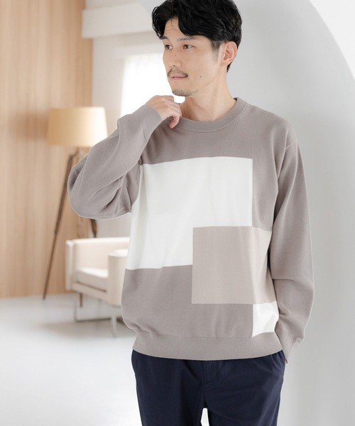 GLOBAL WORK(グローバルワーク)の「メルティ切り替えプルオーバー/116373(ニット/セーター・メンズ・ブラック/グレイッシュベージュ・LARGE/SMALL/X-LARGE/MEDIUM)」の6枚目の写真