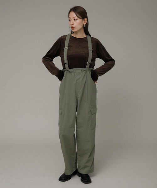 SHARE SPIRIT RESORT オーバーオール　カーゴパンツ　2way セール】サスペンダー付きカーゴパンツ（サロペット