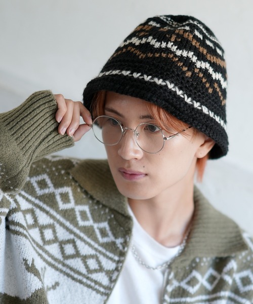 セール】総柄 ニット クラッシャーハット（ハット）｜improves（イン