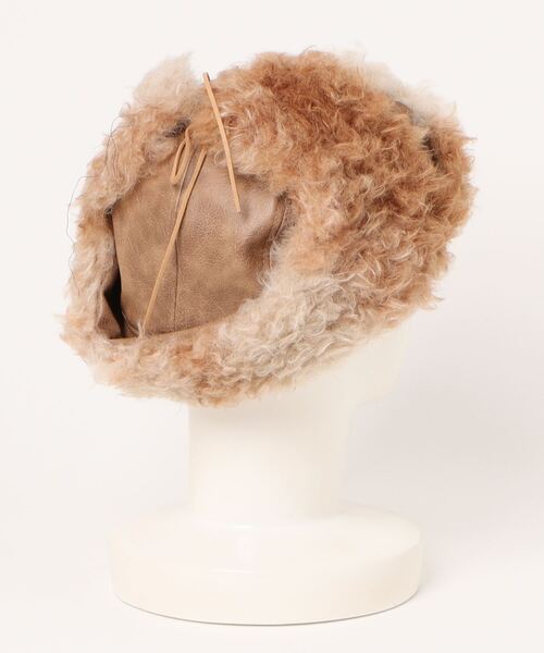 polcadot（ポルカドット）の「プードルファー合皮フライトキャップ（キャップ・レディース・チャコールグレー/ベージュ・FREE）」の3枚目の写真