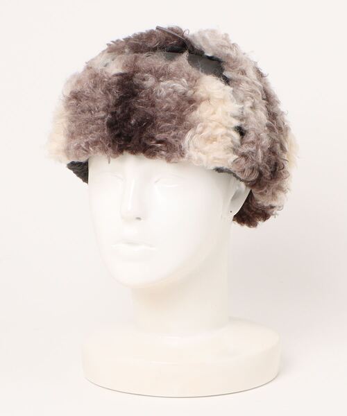 polcadot（ポルカドット）の「プードルファー合皮フライトキャップ（キャップ・レディース・チャコールグレー/ベージュ・FREE）」の5枚目の写真