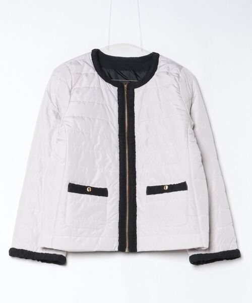 TOKYO SHIRTS(トウキョウシャツ)の「配色中綿ショートブルゾン レディース(ブルゾン・レディース・ブラック/オフホワイト・M/L)」の2枚目の写真