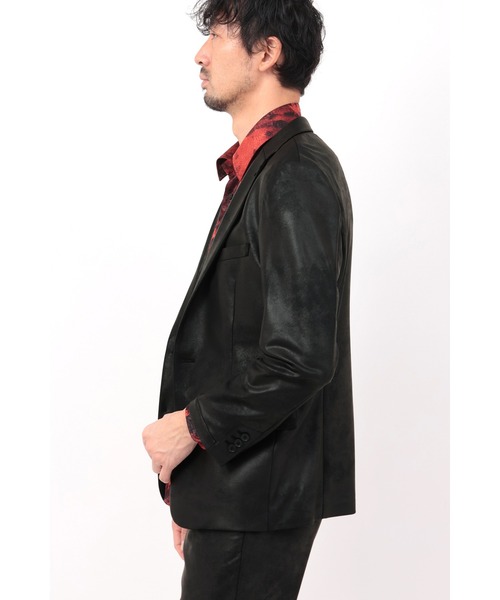 HIGH STREET(ハイストリート)の「HIGH STREET∴ストレッチレザー調プリントジャケット(テーラードジャケット・メンズ・ベージュ/ブラック・M/L/S)」の22枚目の写真